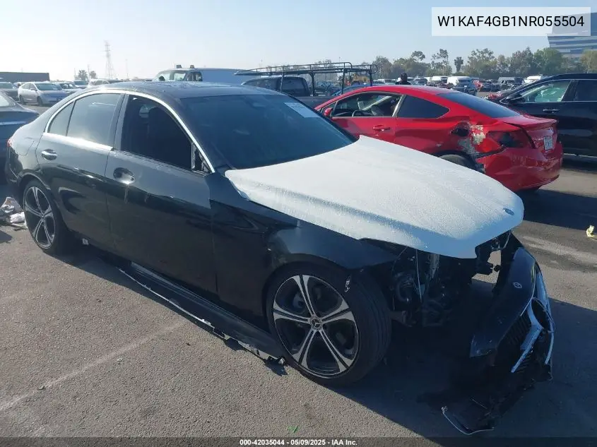 2022 Mercedes-Benz C 300 Sedan VIN: W1KAF4GB1NR055504 Lot: 42035044