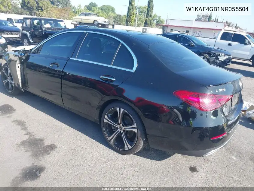 2022 Mercedes-Benz C 300 Sedan VIN: W1KAF4GB1NR055504 Lot: 42035044