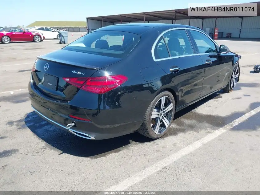 2022 Mercedes-Benz C 300 4Matic VIN: W1KAF4HB4NR011074 Lot: 42077950