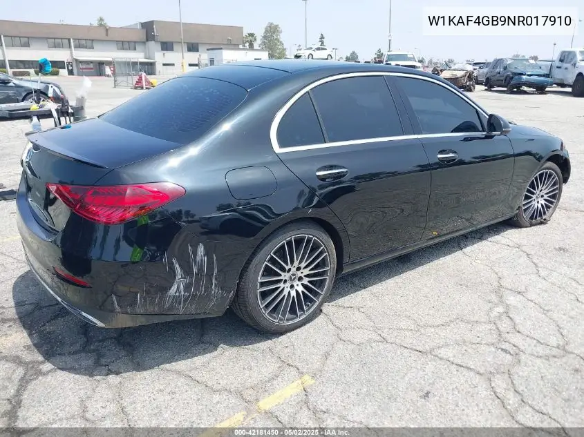 2022 Mercedes-Benz C 300 Sedan VIN: W1KAF4GB9NR017910 Lot: 42181450
