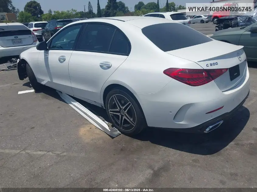 2022 Mercedes-Benz C 300 Sedan VIN: W1KAF4GB5NR036745 Lot: 42485103