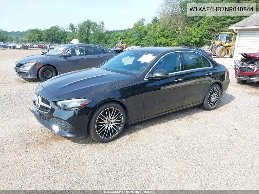 2022 Mercedes-Benz C 300 4Matic VIN: W1KAF4HB7NR040844 Lot: 42581414