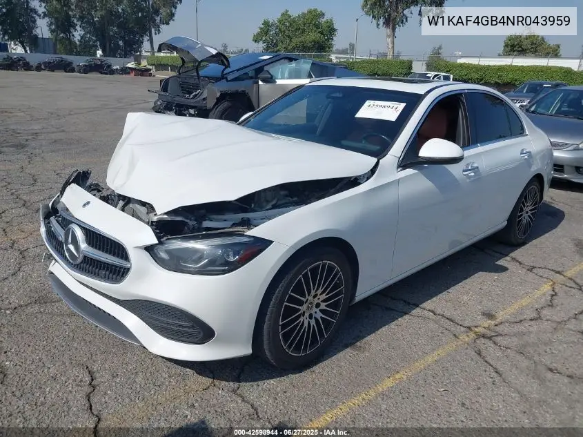 2022 Mercedes-Benz C 300 Sedan VIN: W1KAF4GB4NR043959 Lot: 42598944