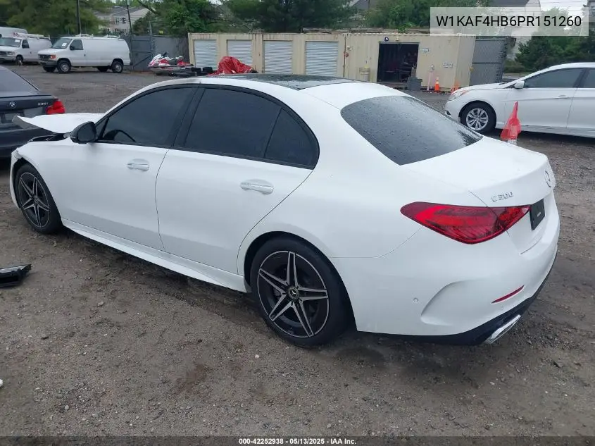 2023 Mercedes-Benz C 300 4Matic VIN: W1KAF4HB6PR151260 Lot: 42252938
