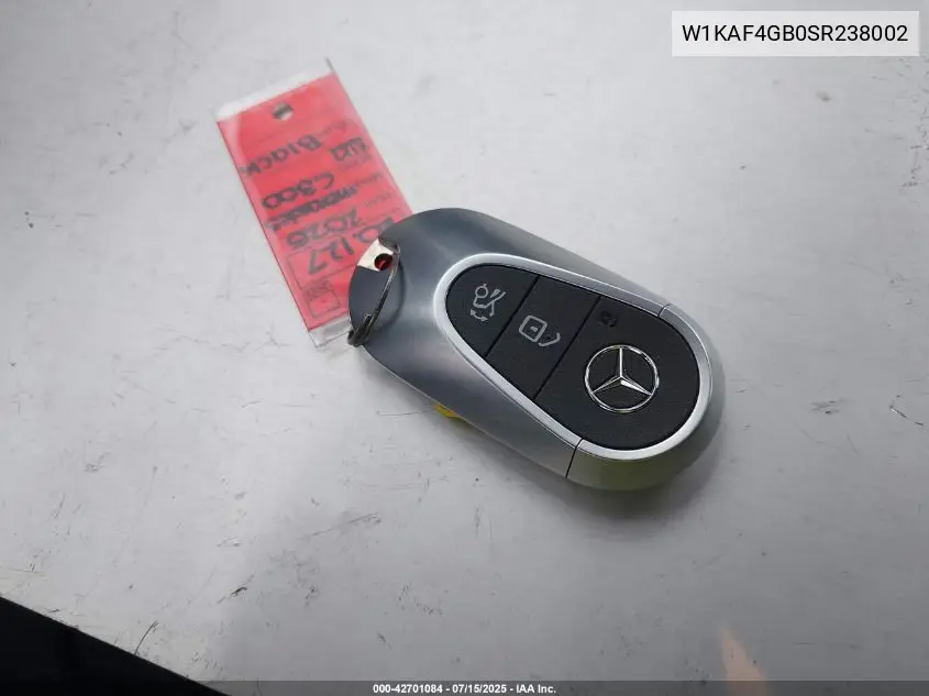 2025 Mercedes-Benz C 300 VIN: W1KAF4GB0SR238002 Lot: 42701084