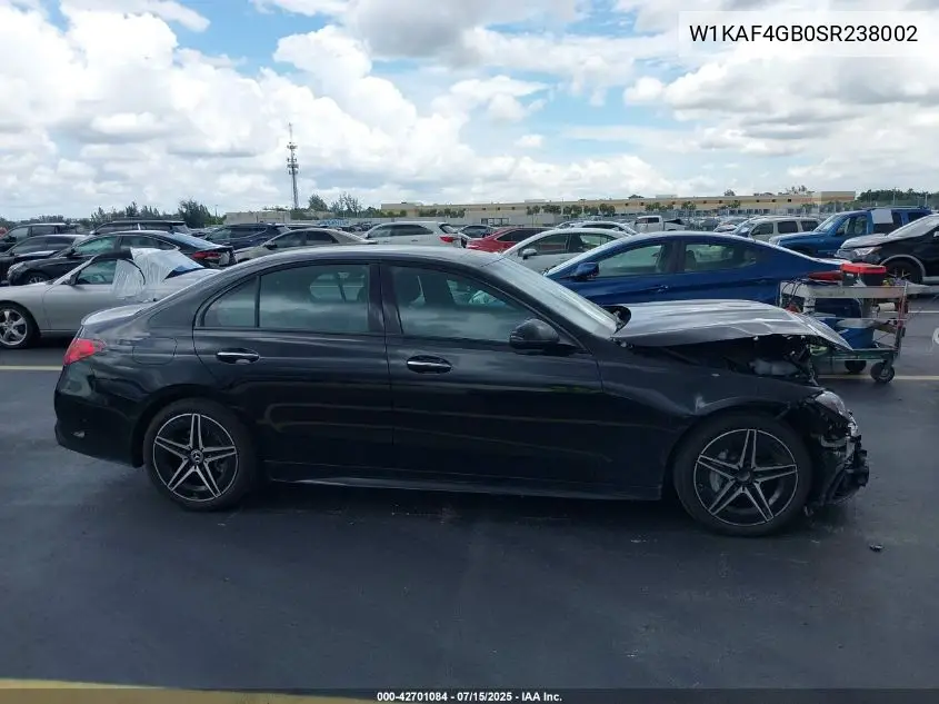 2025 Mercedes-Benz C 300 VIN: W1KAF4GB0SR238002 Lot: 42701084