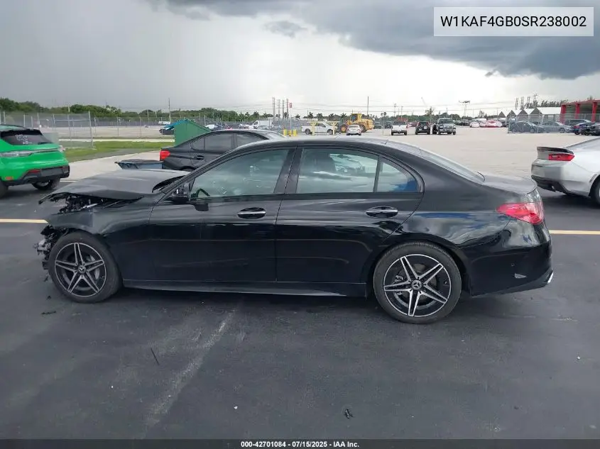 2025 Mercedes-Benz C 300 VIN: W1KAF4GB0SR238002 Lot: 42701084