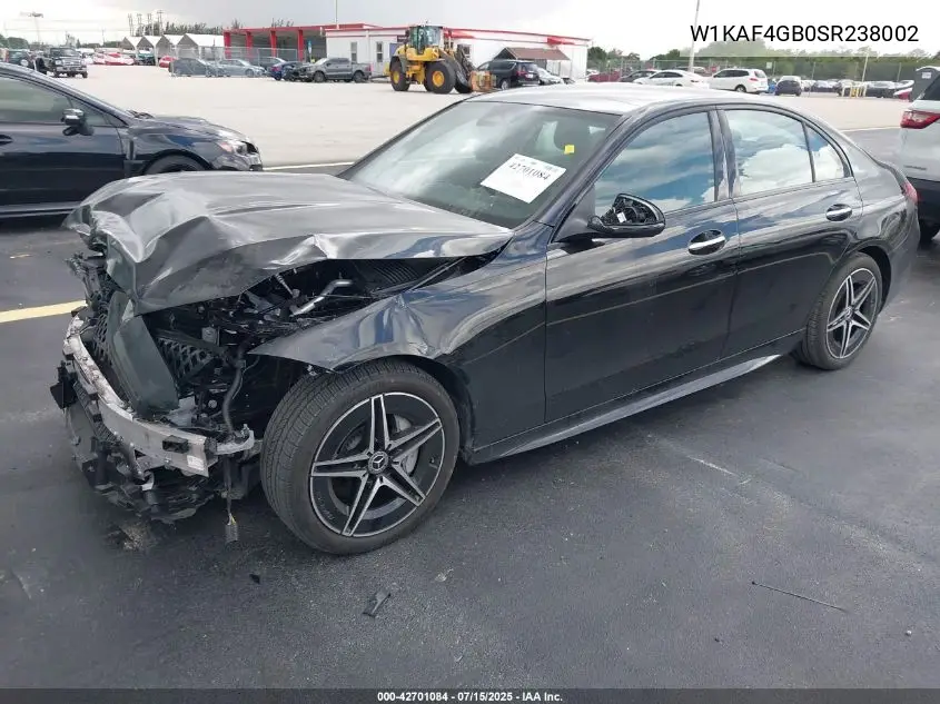 2025 Mercedes-Benz C 300 VIN: W1KAF4GB0SR238002 Lot: 42701084