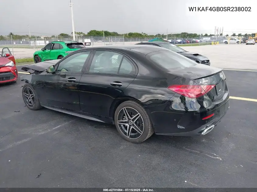 2025 Mercedes-Benz C 300 VIN: W1KAF4GB0SR238002 Lot: 42701084