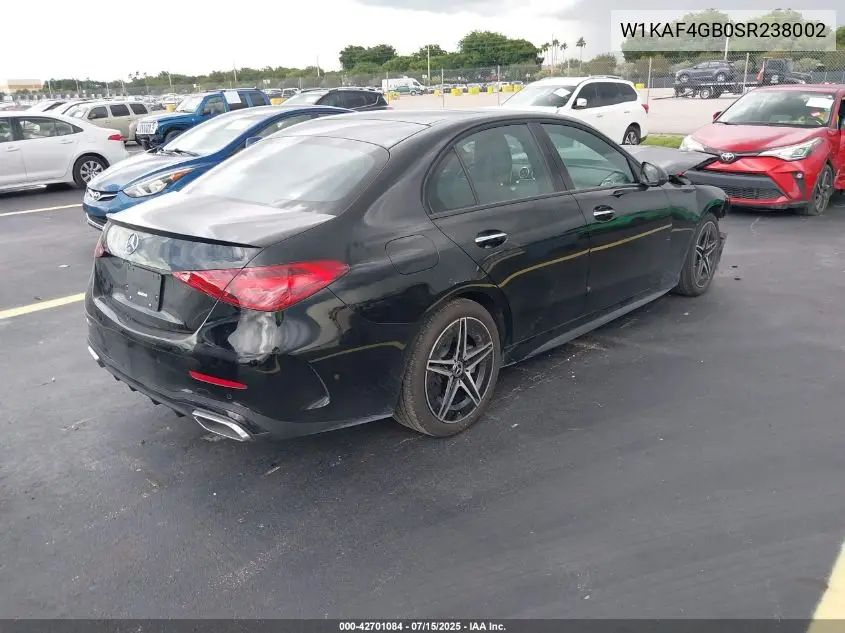 2025 Mercedes-Benz C 300 VIN: W1KAF4GB0SR238002 Lot: 42701084