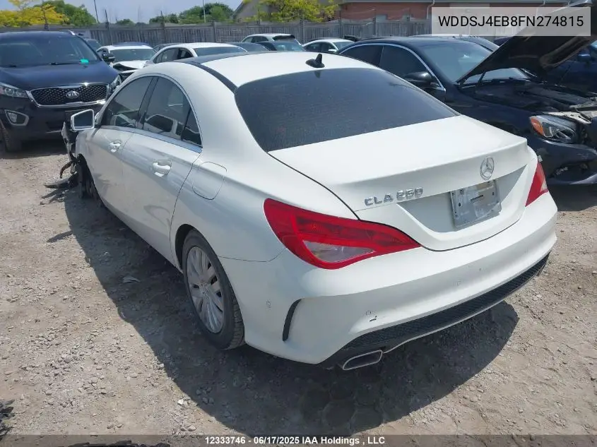 2015 Mercedes-Benz Cla 250 VIN: WDDSJ4EB8FN274815 Lot: 12333746