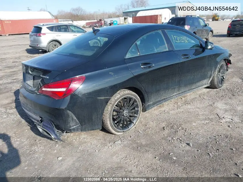 2018 Mercedes-Benz Cla 250 4Matic VIN: WDDSJ4GB4JN554642 Lot: 12302086