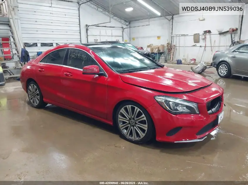 2018 Mercedes-Benz Cla 4Matic VIN: WDDSJ4GB9JN539036 Lot: 42590940
