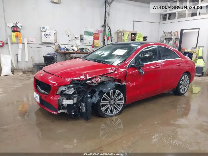 2018 Mercedes-Benz Cla 4Matic VIN: WDDSJ4GB9JN539036 Lot: 42590940