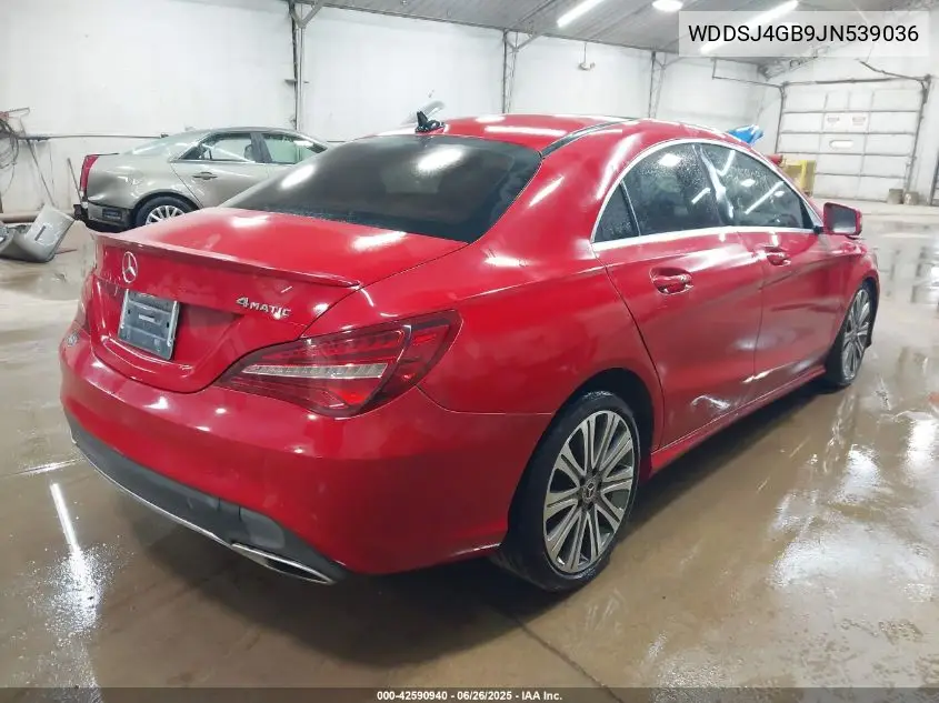 2018 Mercedes-Benz Cla 4Matic VIN: WDDSJ4GB9JN539036 Lot: 42590940