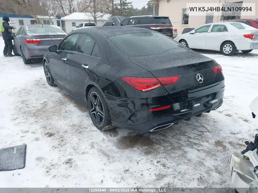 2020 Mercedes-Benz Cla 250 4Matic VIN: W1K5J4HB4LN109994 Lot: 12285540