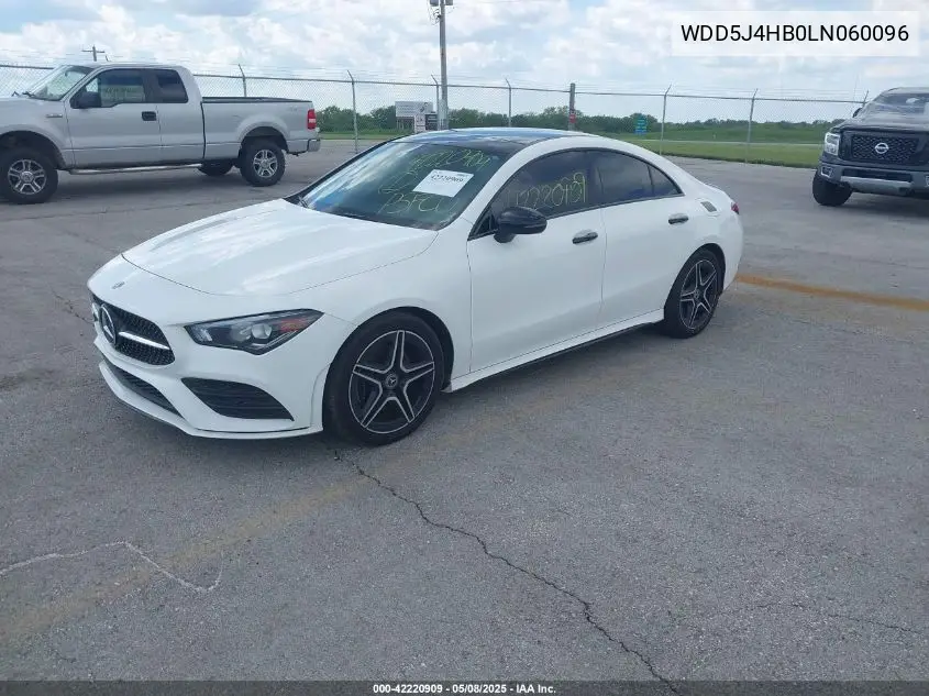 2020 Mercedes-Benz Cla 250 4Matic VIN: WDD5J4HB0LN060096 Lot: 42220909