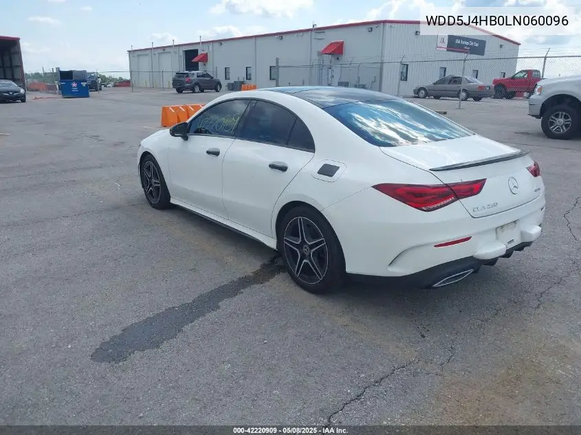 2020 Mercedes-Benz Cla 250 4Matic VIN: WDD5J4HB0LN060096 Lot: 42220909