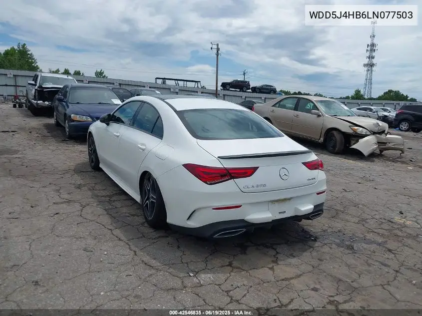 2020 Mercedes-Benz Cla 250 4Matic VIN: WDD5J4HB6LN077503 Lot: 42546835