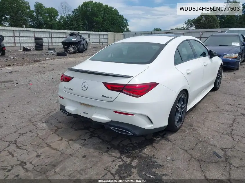 2020 Mercedes-Benz Cla 250 4Matic VIN: WDD5J4HB6LN077503 Lot: 42546835