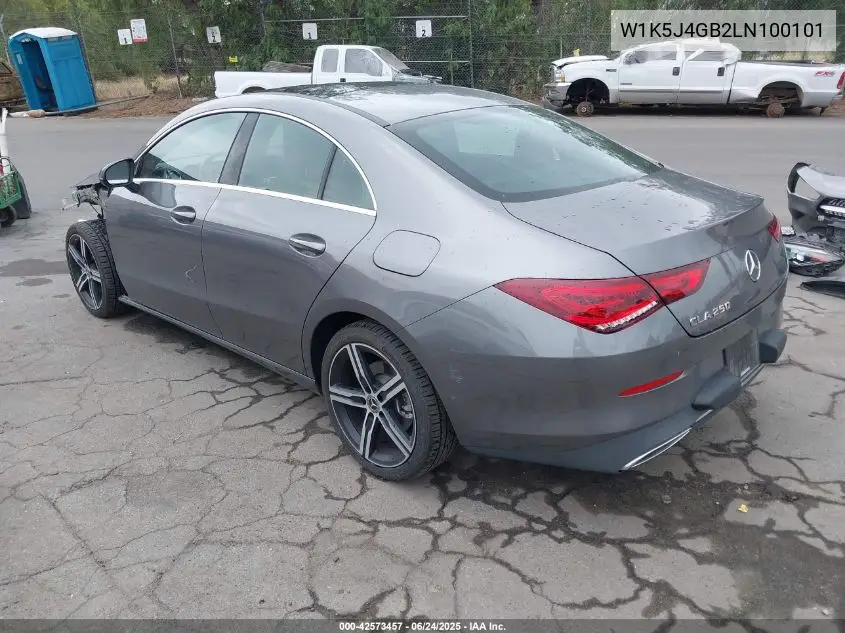 2020 Mercedes-Benz Cla 250 VIN: W1K5J4GB2LN100101 Lot: 42573457