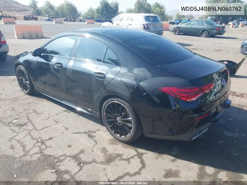 2020 Mercedes-Benz Cla 250 VIN: WDD5J4GB9LN060762 Lot: 42616401