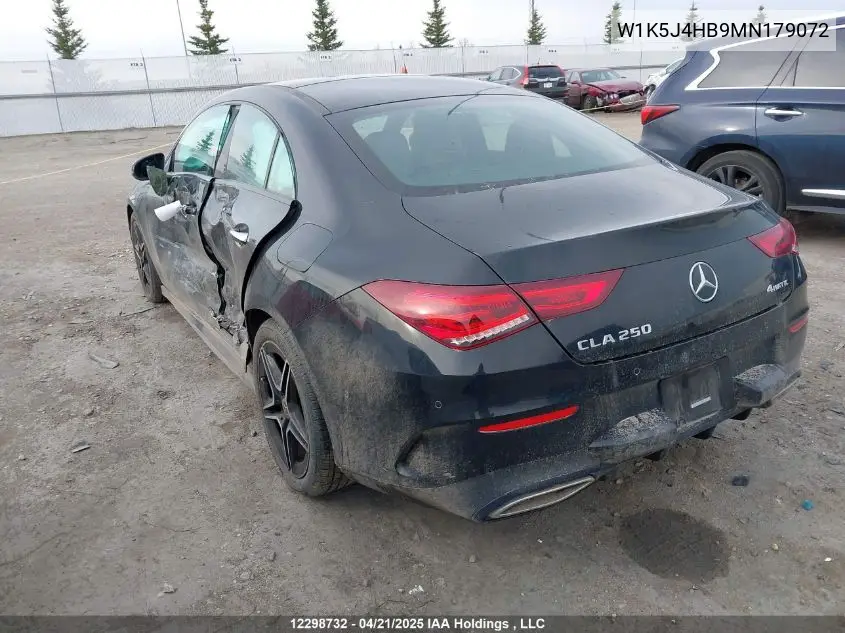 2021 Mercedes-Benz Cla 250 4Matic VIN: W1K5J4HB9MN179072 Lot: 12298732
