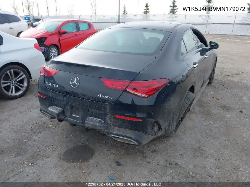 2021 Mercedes-Benz Cla 250 4Matic VIN: W1K5J4HB9MN179072 Lot: 12298732