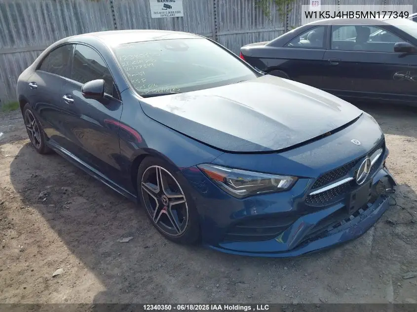 2021 Mercedes-Benz Cla 250 4Matic VIN: W1K5J4HB5MN177349 Lot: 12340350
