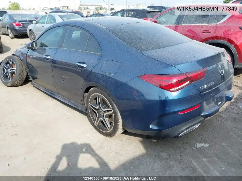 2021 Mercedes-Benz Cla 250 4Matic VIN: W1K5J4HB5MN177349 Lot: 12340350