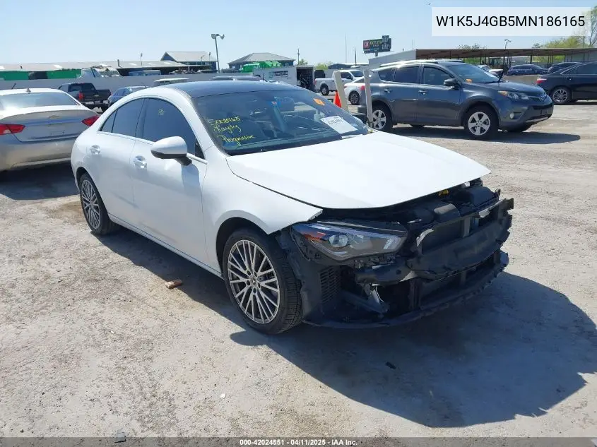 2021 Mercedes-Benz Cla 250 VIN: W1K5J4GB5MN186165 Lot: 42024551