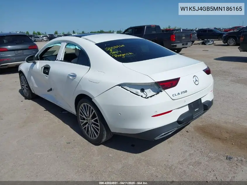 2021 Mercedes-Benz Cla 250 VIN: W1K5J4GB5MN186165 Lot: 42024551