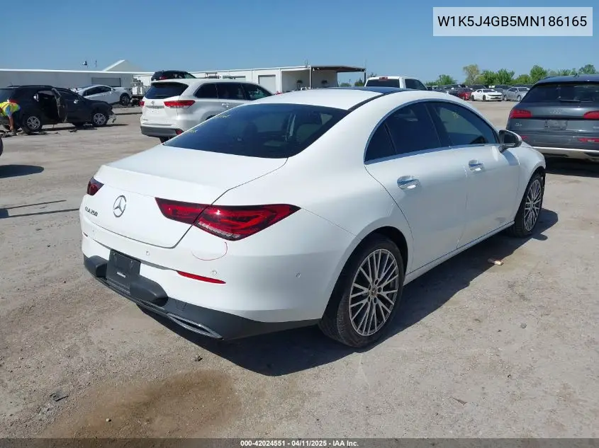 2021 Mercedes-Benz Cla 250 VIN: W1K5J4GB5MN186165 Lot: 42024551