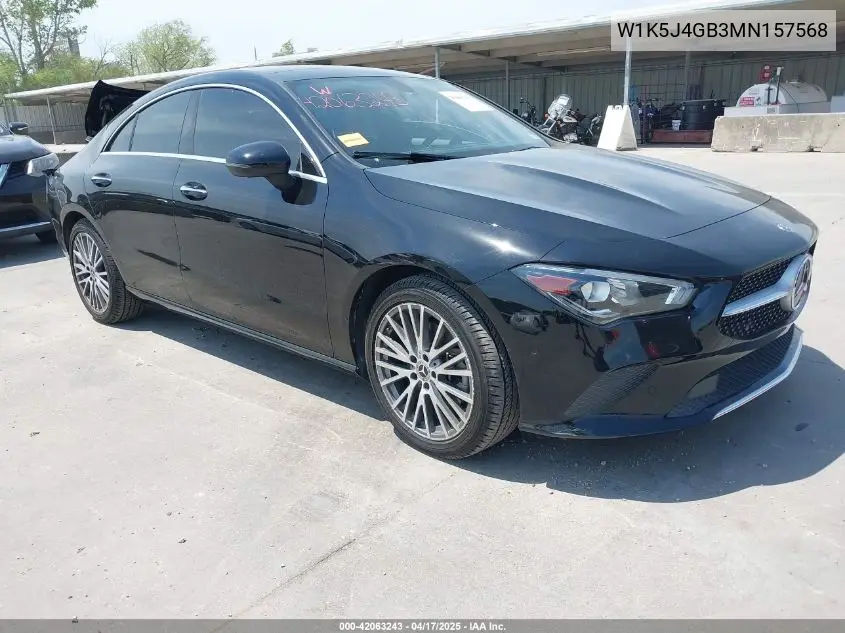 2021 Mercedes-Benz Cla 250 VIN: W1K5J4GB3MN157568 Lot: 42063243