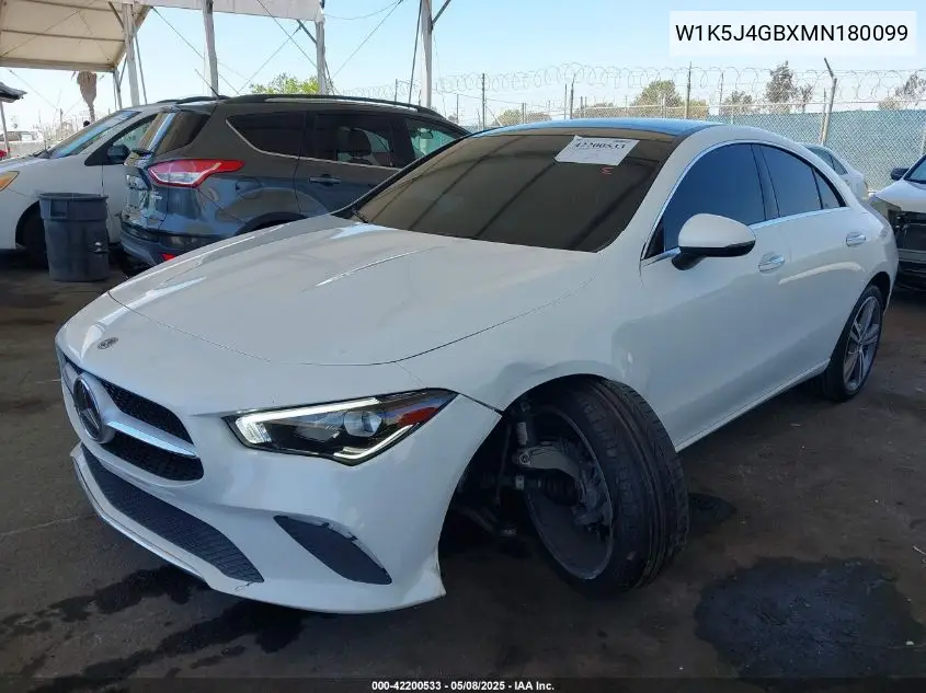 2021 Mercedes-Benz Cla 250 VIN: W1K5J4GBXMN180099 Lot: 42200533