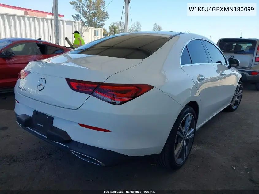 2021 Mercedes-Benz Cla 250 VIN: W1K5J4GBXMN180099 Lot: 42200533