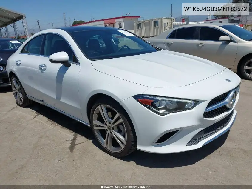 2021 Mercedes-Benz Cla 250 VIN: W1K5J4GB3MN183572 Lot: 42218522