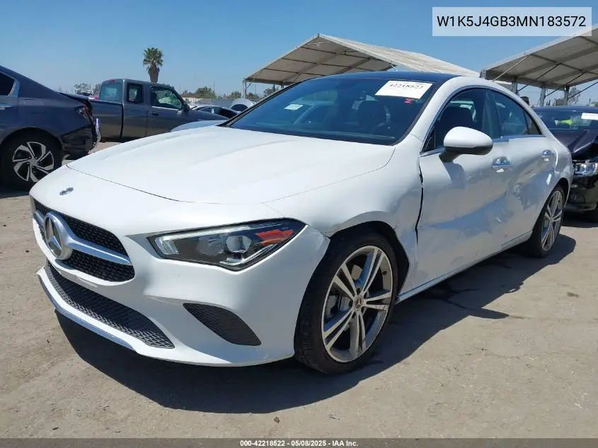 2021 Mercedes-Benz Cla 250 VIN: W1K5J4GB3MN183572 Lot: 42218522