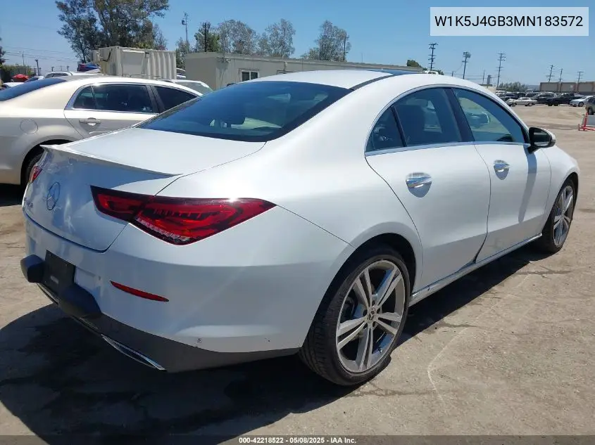 2021 Mercedes-Benz Cla 250 VIN: W1K5J4GB3MN183572 Lot: 42218522