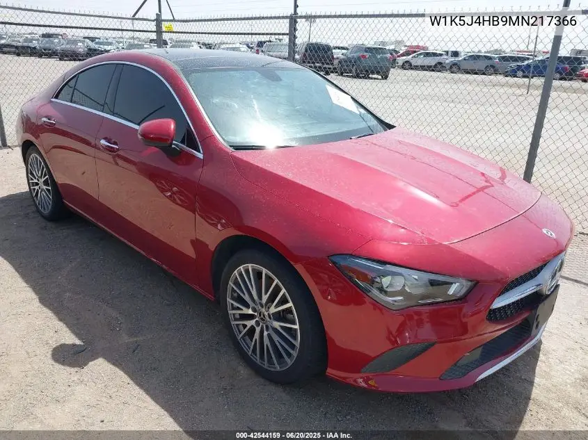2021 Mercedes-Benz Cla 250 4Matic VIN: W1K5J4HB9MN217366 Lot: 42544159