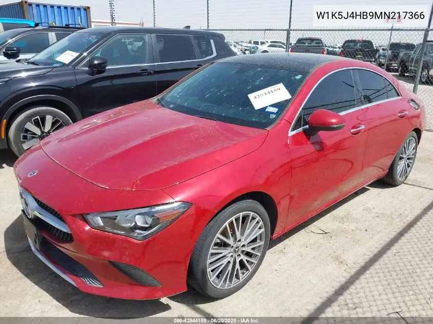 2021 Mercedes-Benz Cla 250 4Matic VIN: W1K5J4HB9MN217366 Lot: 42544159