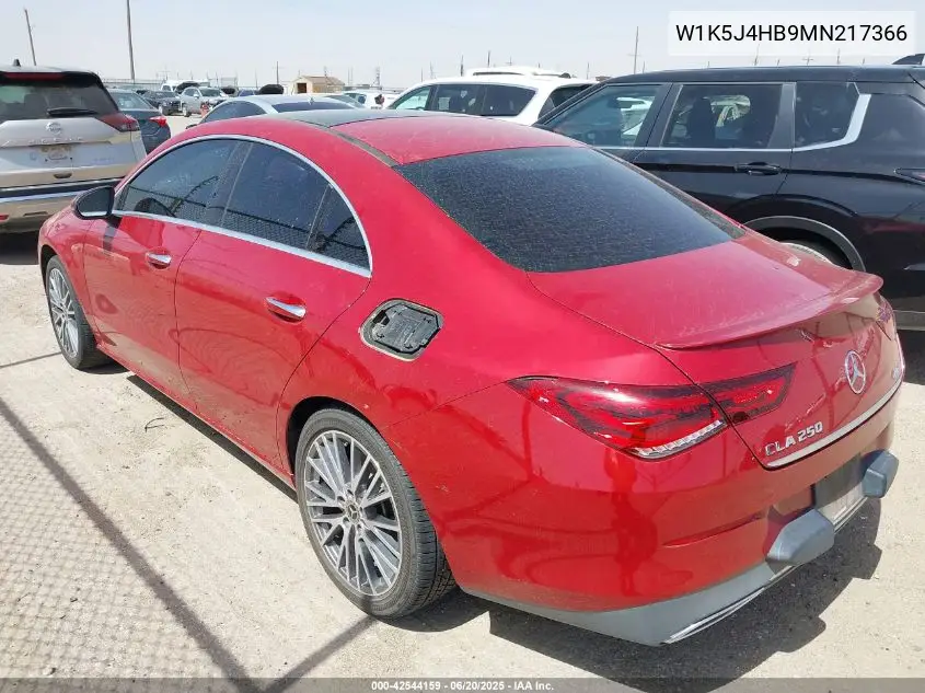 2021 Mercedes-Benz Cla 250 4Matic VIN: W1K5J4HB9MN217366 Lot: 42544159
