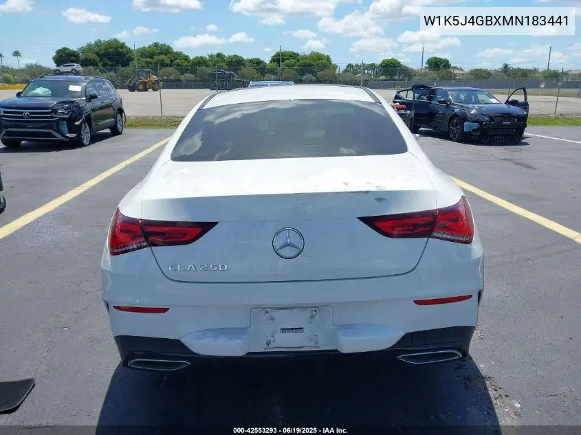 2021 Mercedes-Benz Cla 250 VIN: W1K5J4GBXMN183441 Lot: 42553293