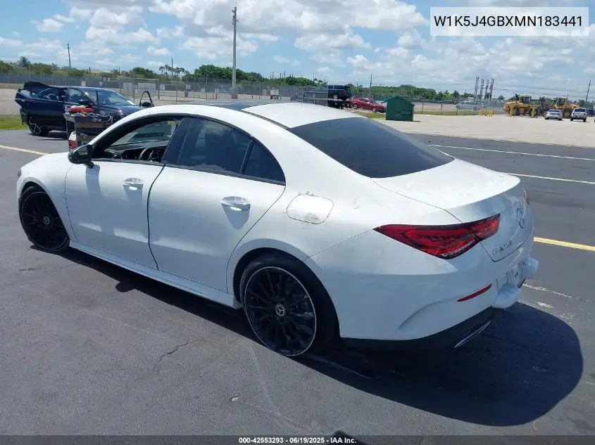 2021 Mercedes-Benz Cla 250 VIN: W1K5J4GBXMN183441 Lot: 42553293