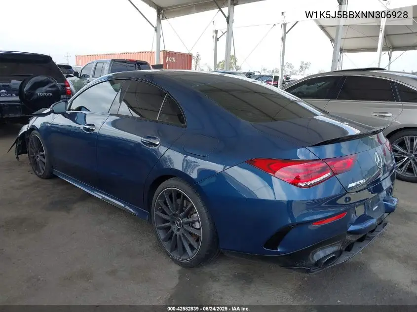 2022 Mercedes-Benz Amg Cla 35 4Matic VIN: W1K5J5BBXNN306928 Lot: 42582839