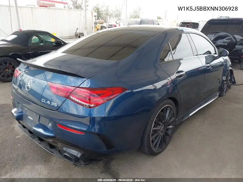2022 Mercedes-Benz Amg Cla 35 4Matic VIN: W1K5J5BBXNN306928 Lot: 42582839
