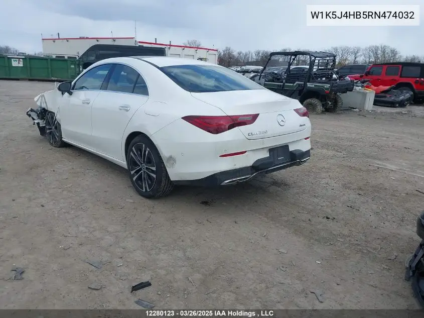 2024 Mercedes-Benz Cla 250 4Matic VIN: W1K5J4HB5RN474032 Lot: 12280123