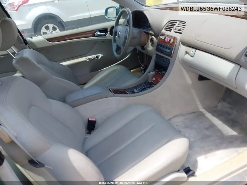 1998 Mercedes-Benz Clk 320 VIN: WDBLJ65G6WF038243 Lot: 42569032