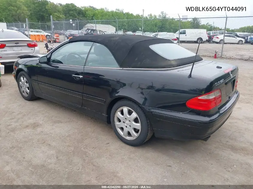 2000 Mercedes-Benz Clk 320 VIN: WDBLK65G4YT044091 Lot: 42342250
