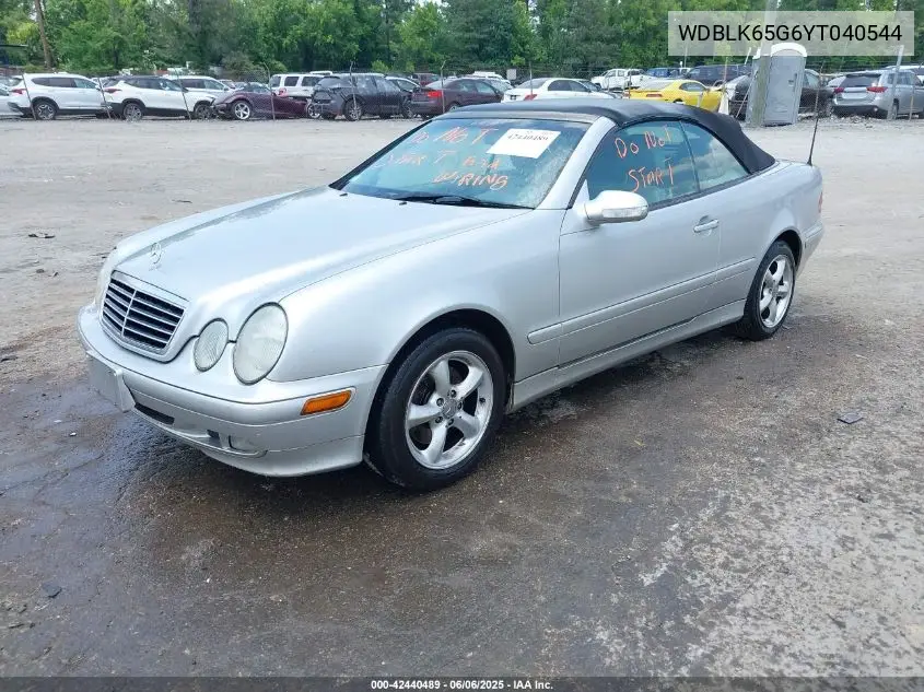2000 Mercedes-Benz Clk 320 VIN: WDBLK65G6YT040544 Lot: 42440489
